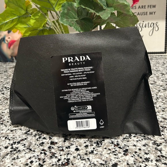 Prada Pink and Black Triangle Zippered Beauty Pouch/ Cosmetic Bag - Picture 9 of 11